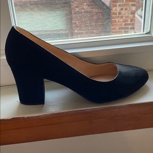 Black suede chunky heels